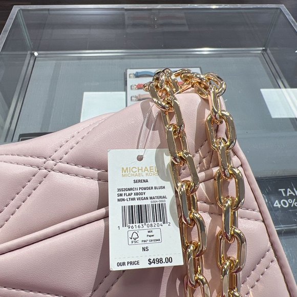 NWT Michael Kors Serena Small Flap Vegan Crossbody Bag In Powder Blush - Picture 3 of 6